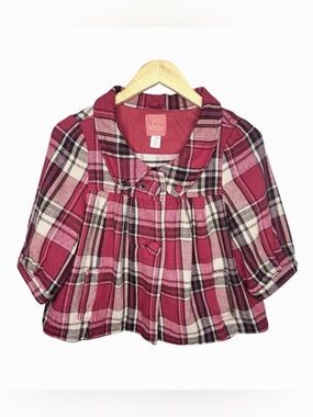 Lux Red Plaid Pea Coat